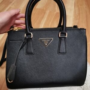 Luxury Triangle Black Saffiano Leather Satchel